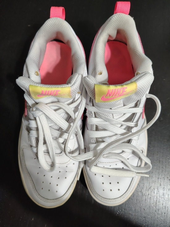 Nike Shoes - Nike White Low-Top Sneakers with Pink & Yellow Accents